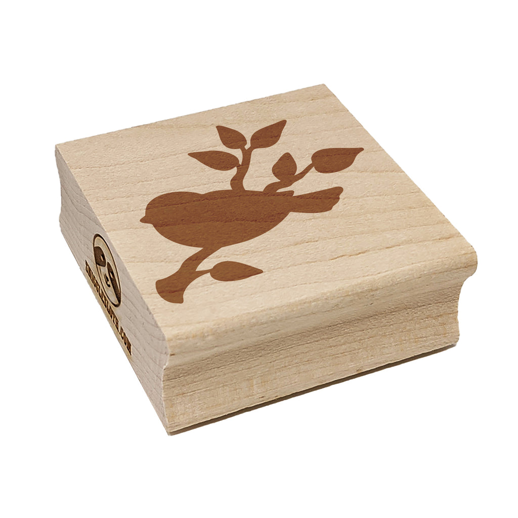 Bird Sitting on a Tree Branch Square Rubber Stamp for Stamping Crafting