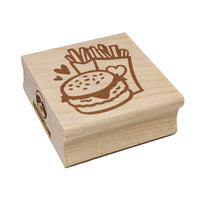 Chicken Burger and Fries Fast Food Square Rubber Stamp for Stamping Crafting