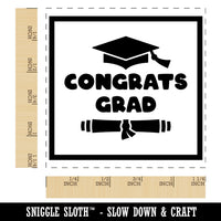 Congrats Grad Graduate Graduation Cap Diploma Square Rubber Stamp for Stamping Crafting
