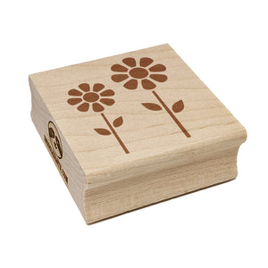 Daisy Flower Pair Square Rubber Stamp for Stamping Crafting