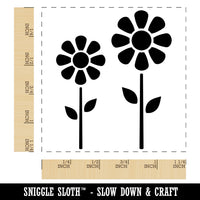 Daisy Flower Pair Square Rubber Stamp for Stamping Crafting