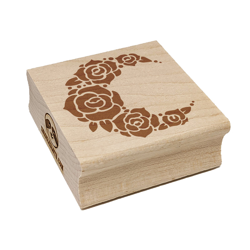 Floral Moon Roses Square Rubber Stamp for Stamping Crafting