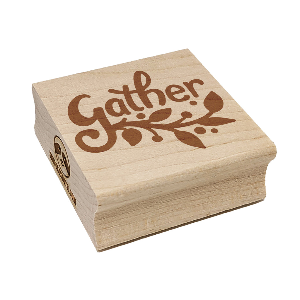 Gather Pretty Foliage Autumn Fall Harvest Square Rubber Stamp for Stamping Crafting