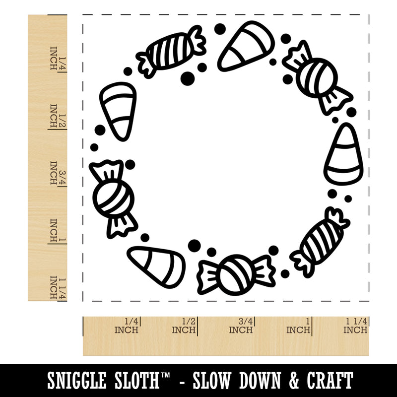 Halloween Candy Round Border Square Rubber Stamp for Stamping Crafting