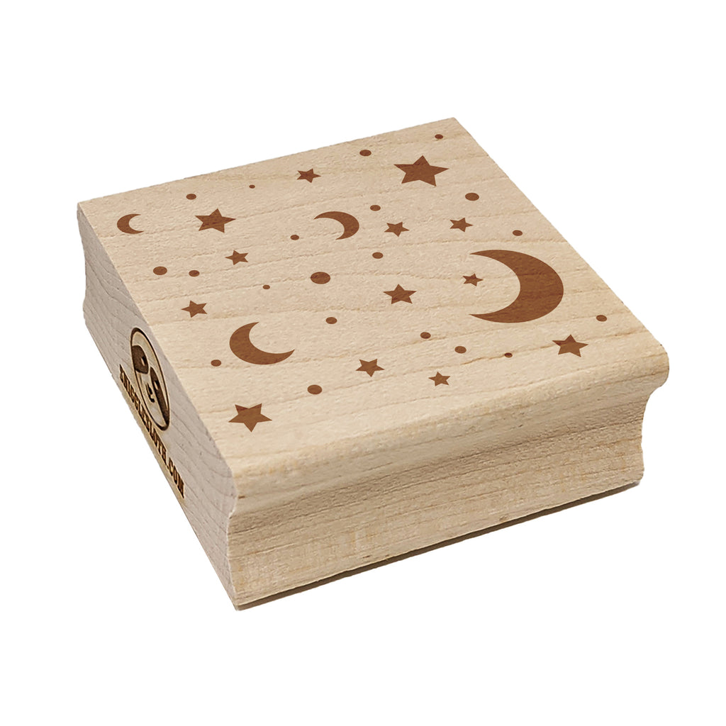 Moon and Stars Square Rubber Stamp for Stamping Crafting
