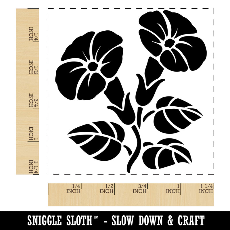 Morning Glory Flowers Square Rubber Stamp for Stamping Crafting