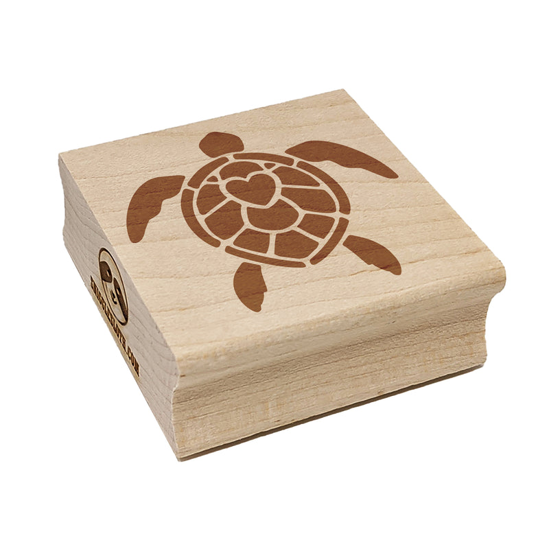 Sea Turtle Heart in Shell Square Rubber Stamp for Stamping Crafting