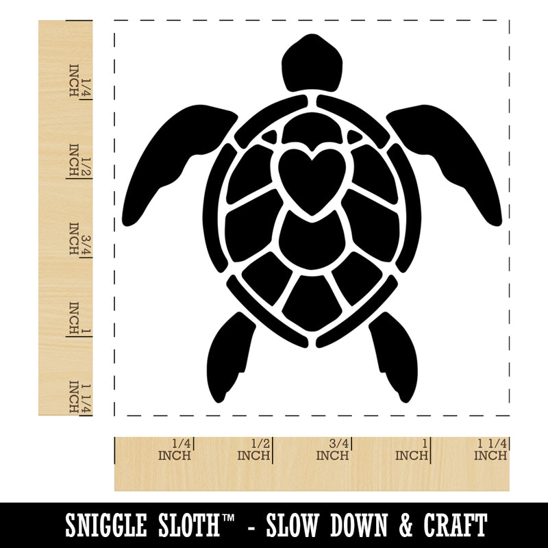 Sea Turtle Heart in Shell Square Rubber Stamp for Stamping Crafting