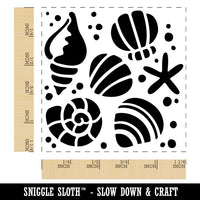 Seashells and Starfish Square Rubber Stamp for Stamping Crafting