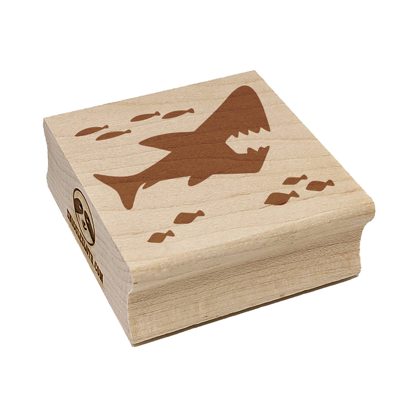 Shark and School of Fish Square Rubber Stamp for Stamping Crafting