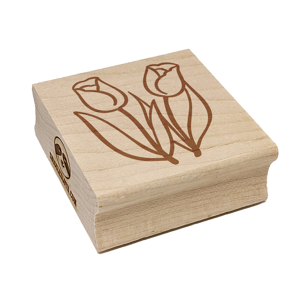 Spring Summer Tulips Square Rubber Stamp for Stamping Crafting