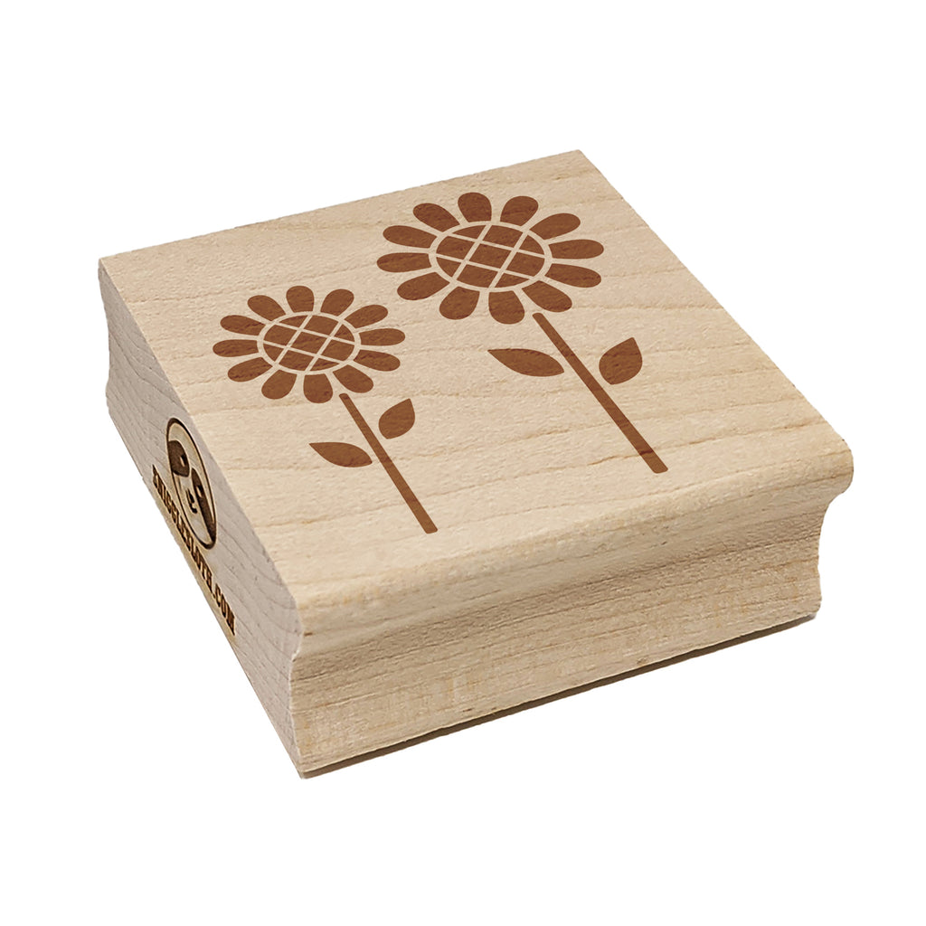 Sunflower Pair Square Rubber Stamp for Stamping Crafting