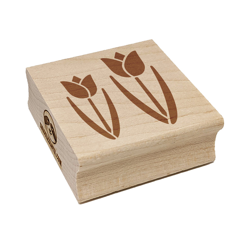 Tulip Pair Square Rubber Stamp for Stamping Crafting