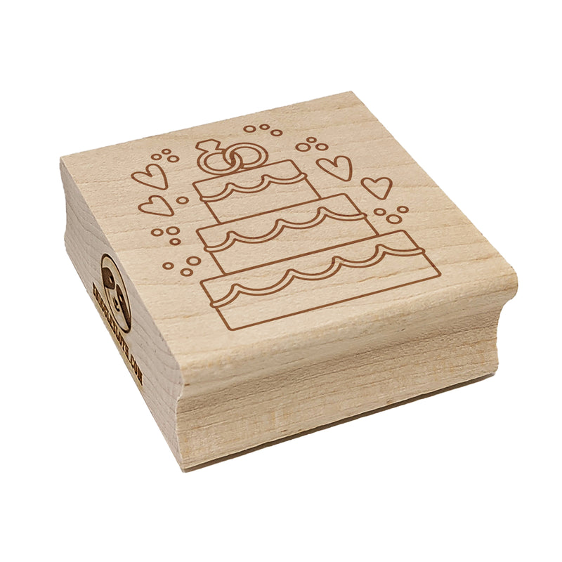 Wedding Cake Marriage Rings Hearts Square Rubber Stamp for Stamping Crafting