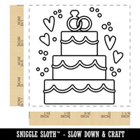 Wedding Cake Marriage Rings Hearts Square Rubber Stamp for Stamping Crafting