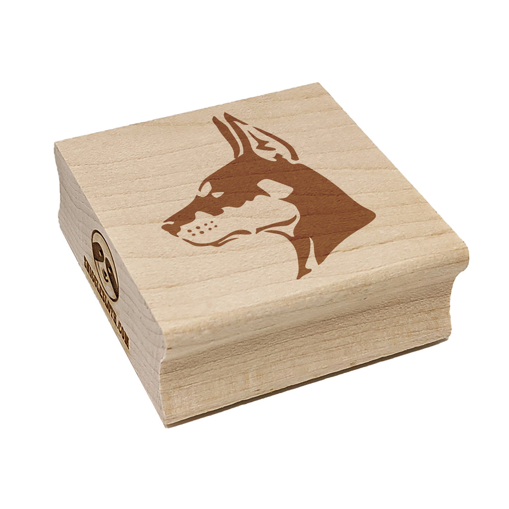 Alert Doberman Pinscher Guard Dog Square Rubber Stamp for Stamping Crafting