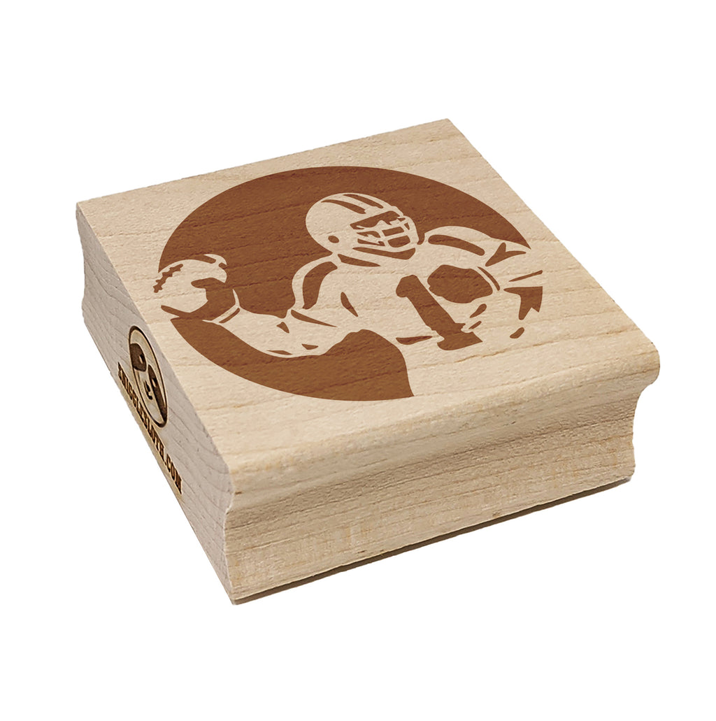 American Football Quarterback Throwing Ball Square Rubber Stamp for Stamping Crafting