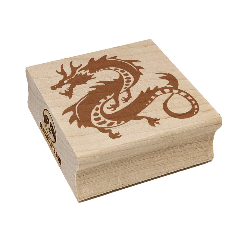 Asian Long Dragon Chinese Mythological Creature Square Rubber Stamp for Stamping Crafting