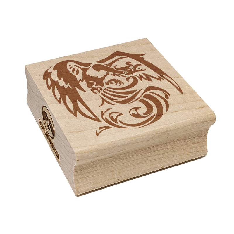 Asian Phoenix Fenghuang Chinese Mythological Creature Square Rubber Stamp for Stamping Crafting