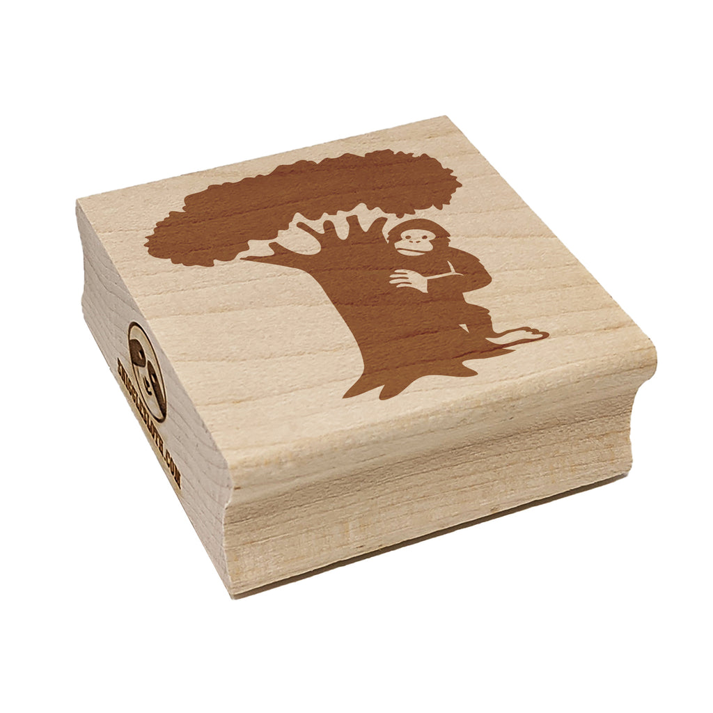 Bigfoot Sasquatch Hiding Behind Tree Square Rubber Stamp for Stamping Crafting