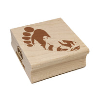 Bigfoot Sasquatch Silhouette in Footprint Square Rubber Stamp for Stamping Crafting