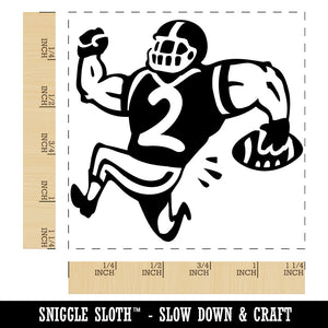 Cartoon American Football Player Running with Ball Square Rubber Stamp for Stamping Crafting