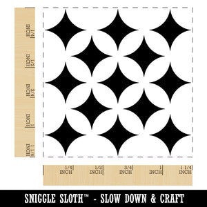 Flowers Circles and Stars Geometric Pattern Square Rubber Stamp for Stamping Crafting