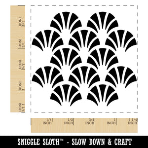 Geometric Fish Scale Trees Art Deco Pattern Square Rubber Stamp for Stamping Crafting