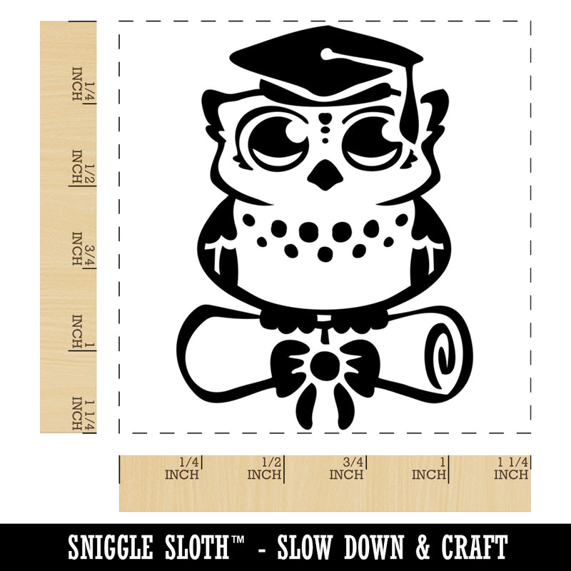 Graduation Owl with Cap and Diploma School College Square Rubber Stamp for Stamping Crafting