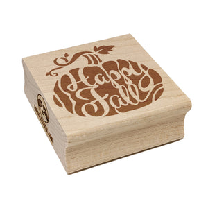 Happy Fall Autumn Harvest Pumpkin with Vine Square Rubber Stamp for Stamping Crafting