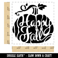 Happy Fall Autumn Harvest Pumpkin with Vine Square Rubber Stamp for Stamping Crafting