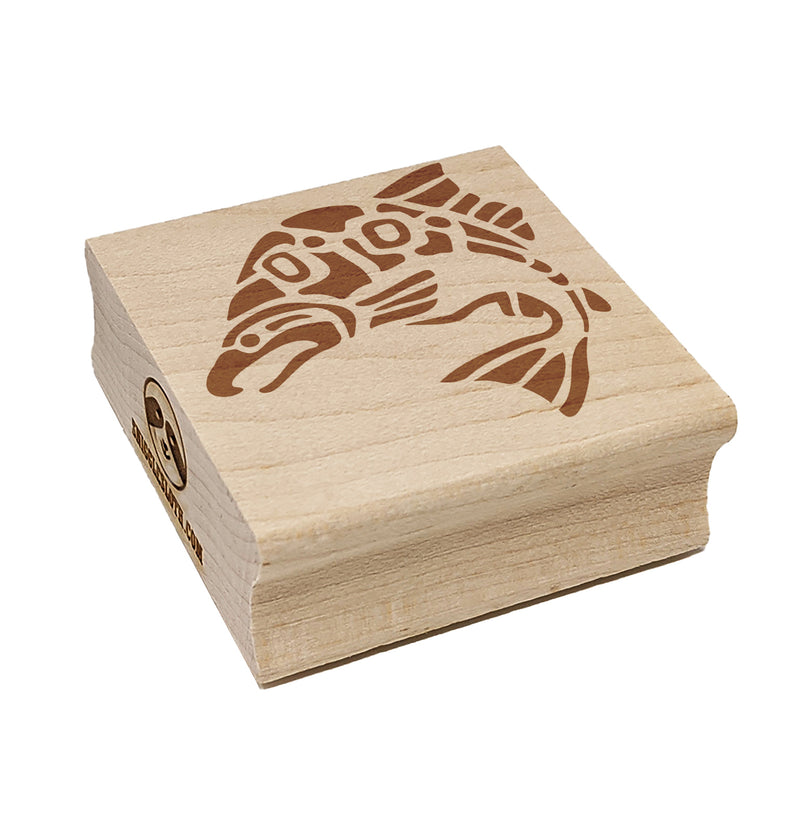 Native American Tlingit Salmon Indian Tribal Fish Square Rubber Stamp for Stamping Crafting