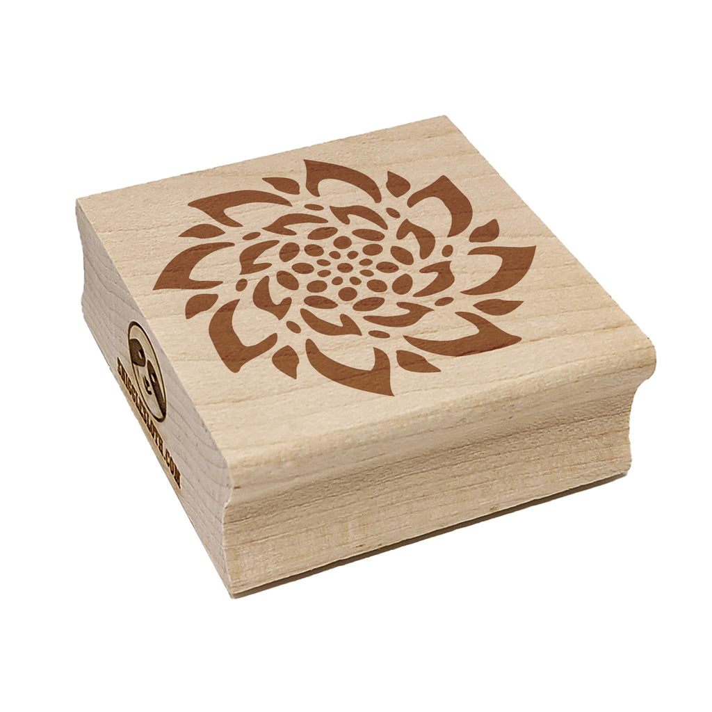 Radial Succulent Flower Spiral Square Rubber Stamp for Stamping Crafting