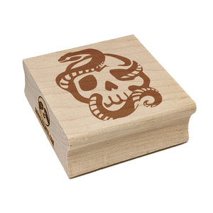 Sinister Skull with Snake Serpent Square Rubber Stamp for Stamping Crafting