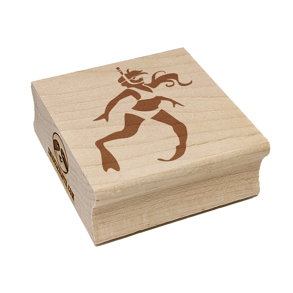 Swimmer Diver Snorkeling Woman Swimsuit Square Rubber Stamp for Stamping Crafting