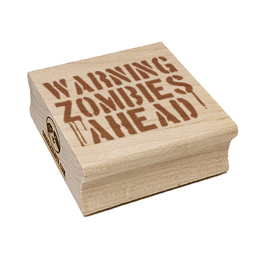 Warning Zombies Ahead Halloween Monster Square Rubber Stamp for Stamping Crafting