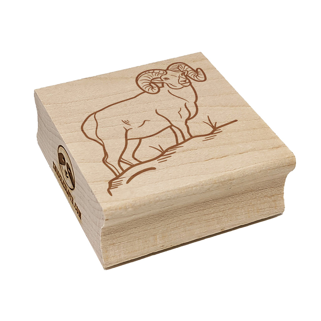 Bighorn Sheep Ram Square Rubber Stamp for Stamping Crafting