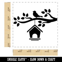 Bird House on Tree Branch Square Rubber Stamp for Stamping Crafting