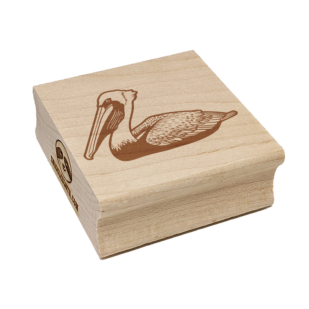 Brown Pelican Square Rubber Stamp for Stamping Crafting