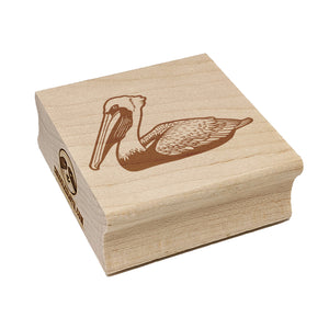 Brown Pelican Square Rubber Stamp for Stamping Crafting