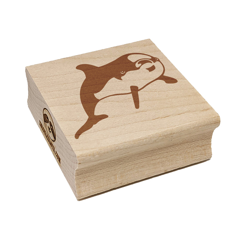 Curious Dolphin Square Rubber Stamp for Stamping Crafting