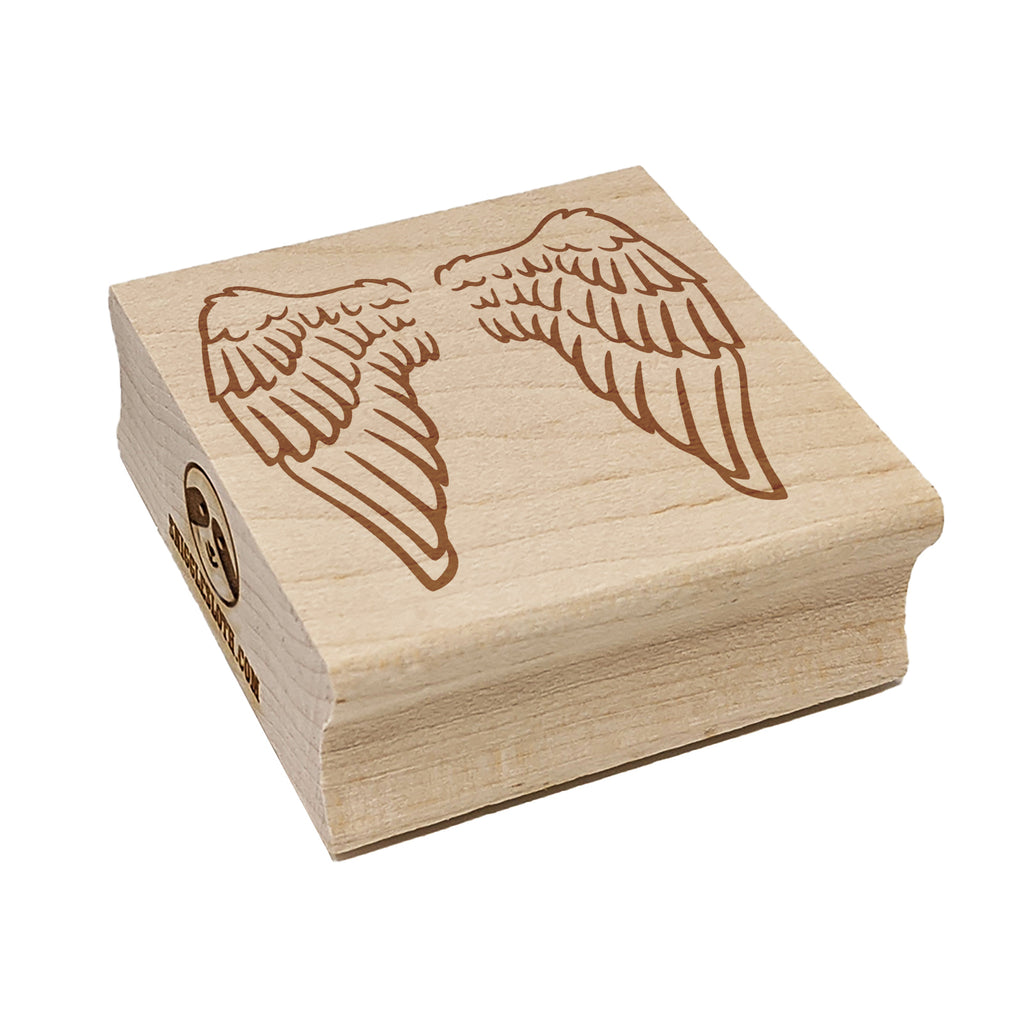 Folded Angel Wings Feathers Square Rubber Stamp for Stamping Crafting