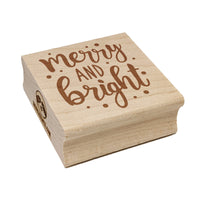 Merry and Bright Christmas Square Rubber Stamp for Stamping Crafting