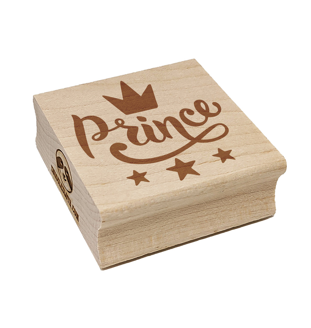 Prince Cursive with Crown and Stars Square Rubber Stamp for Stamping Crafting