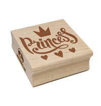 Princess Cursive with Crown and Hearts Square Rubber Stamp for Stamping Crafting