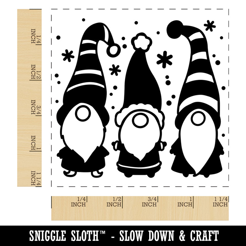 Christmas Gnome Trio Square Rubber Stamp for Stamping Crafting