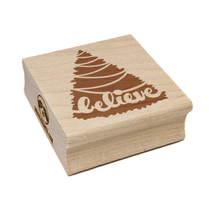 Christmas Tree Believe Square Rubber Stamp for Stamping Crafting