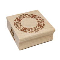 Christmas Wreath Detailed Square Rubber Stamp for Stamping Crafting