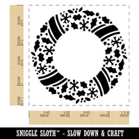 Christmas Wreath Detailed Square Rubber Stamp for Stamping Crafting