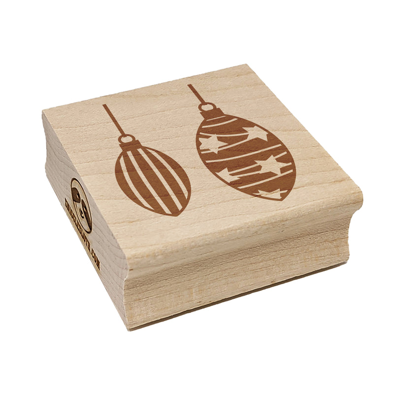 Elongated Holiday Christmas Ornaments Square Rubber Stamp for Stamping Crafting